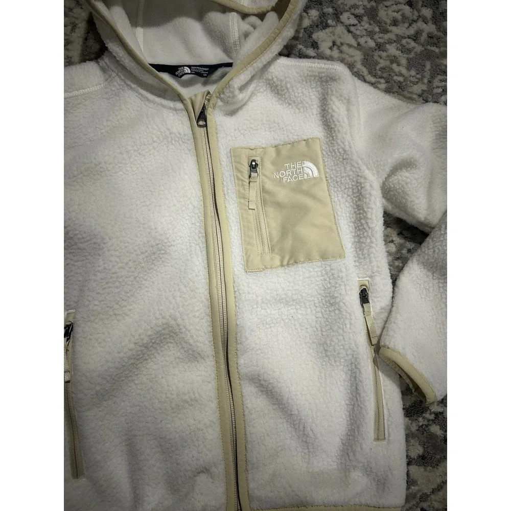 Unisex Kids North‎ Face Jacket White Zip Up Fleece Size Small 7/8